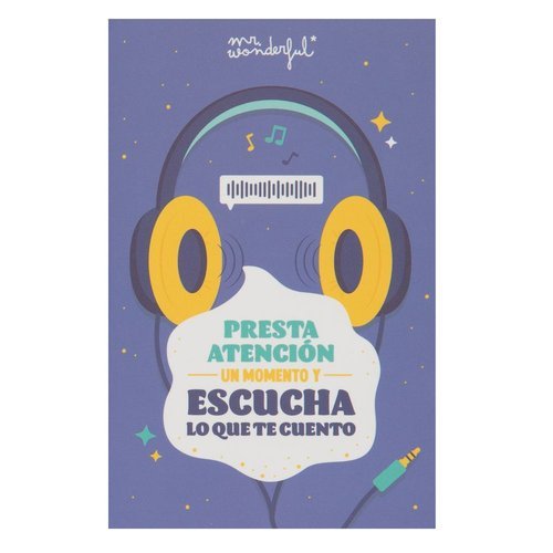 POSTAL CON GRABADOR MENSAJE AUDIO PRESTA ATENCION UN MOMENT | MR WONDERFUL | 1 UNIDAD | 8445641054425 Imagen principal del producto