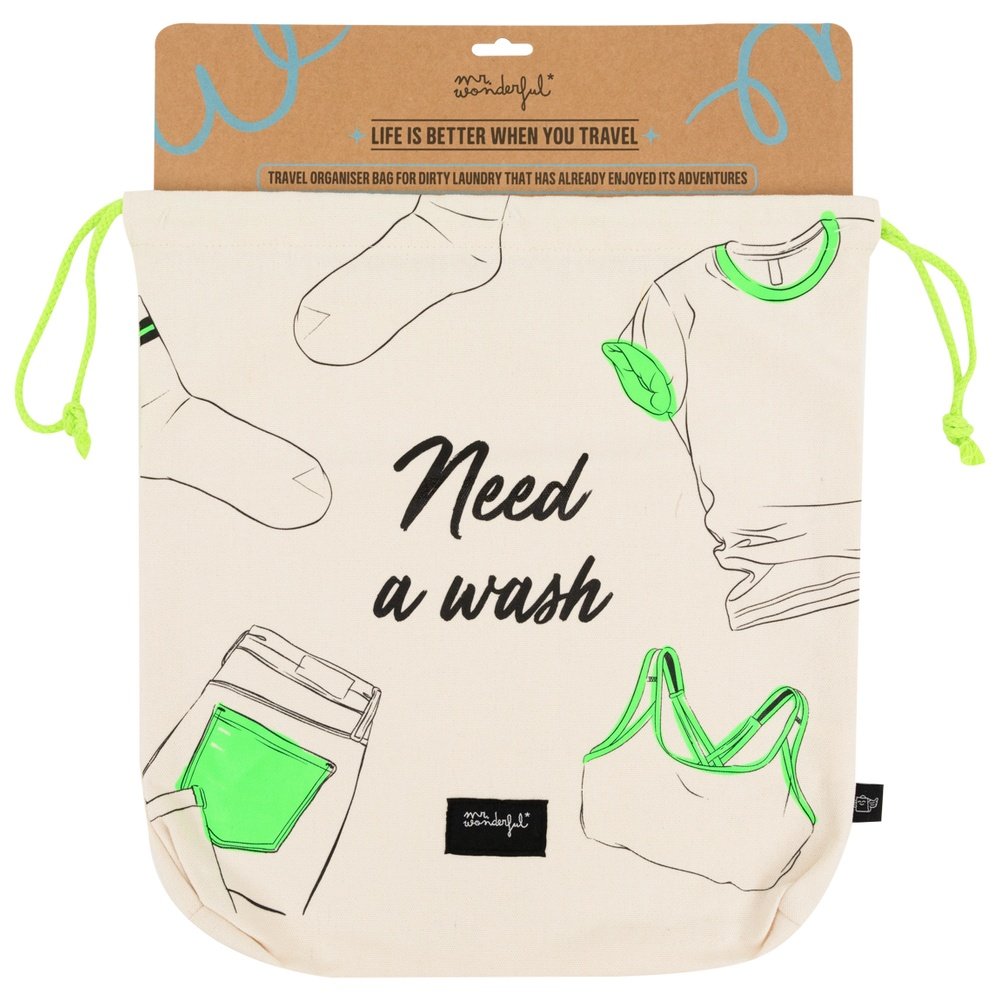 BOLSA ORGANIZADORA DE VIAJE PARA ROPA SUCIA - NEED A WASH | MR WONDERFUL | 1 UNIDAD | 8445641056450 Imagen principal del producto