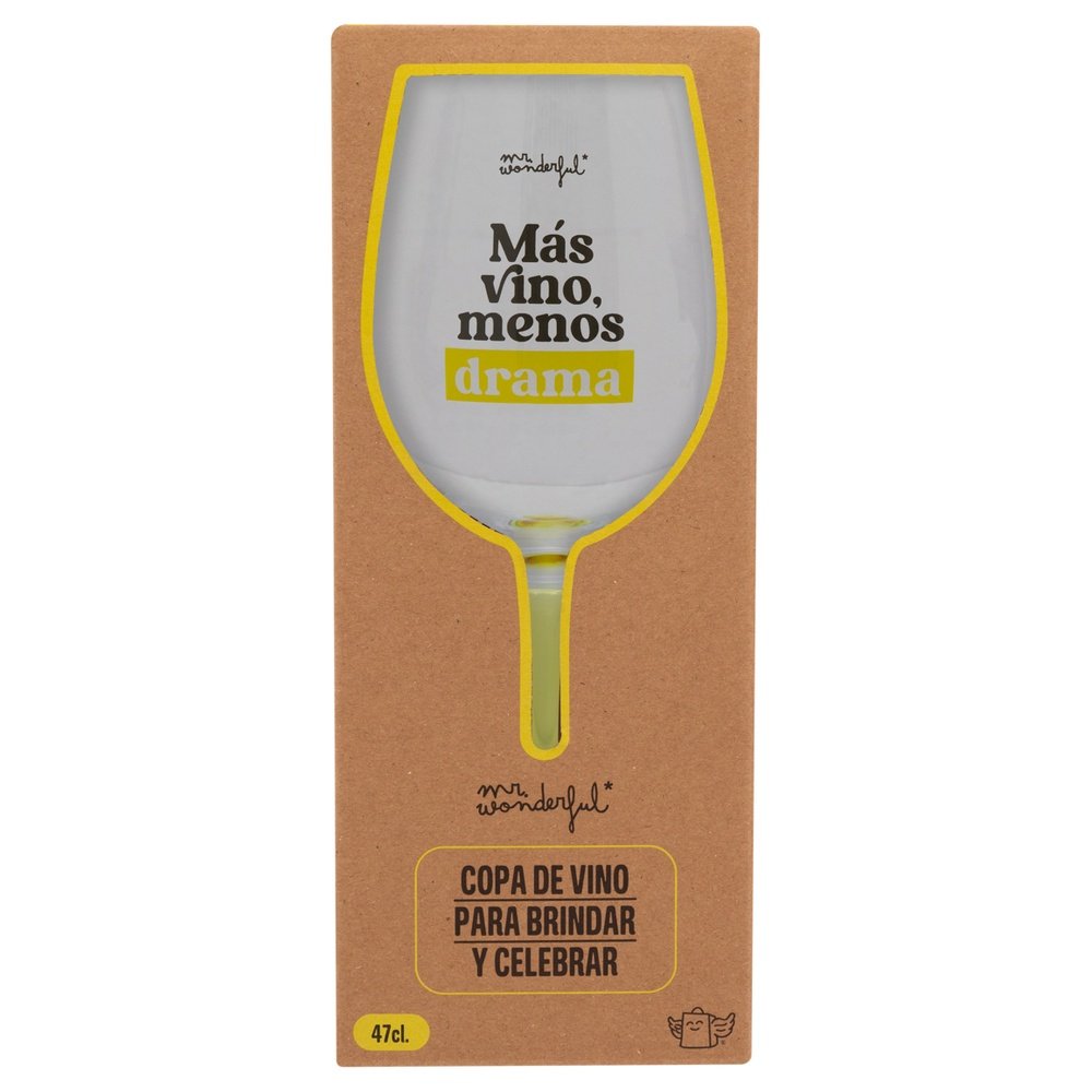 COPA DE VINO - MAS VINO, MENOS DRAMA | MR WONDERFUL | 1 UNIDAD | 8445641059963 Imagen principal del producto