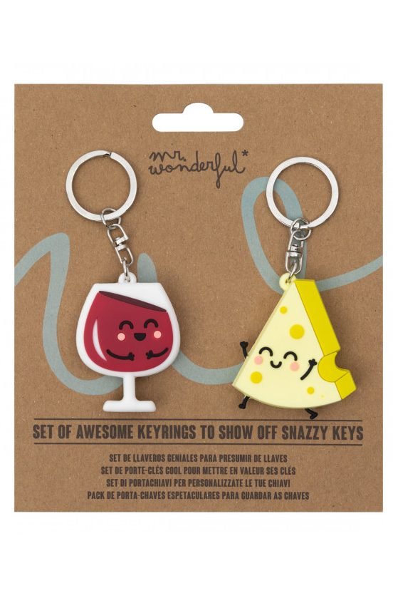 SET DE 2 LLAVEROS - VINO Y QUESO | MR WONDERFUL | 1 UNIDAD | 8445641061126 Imagen principal del producto