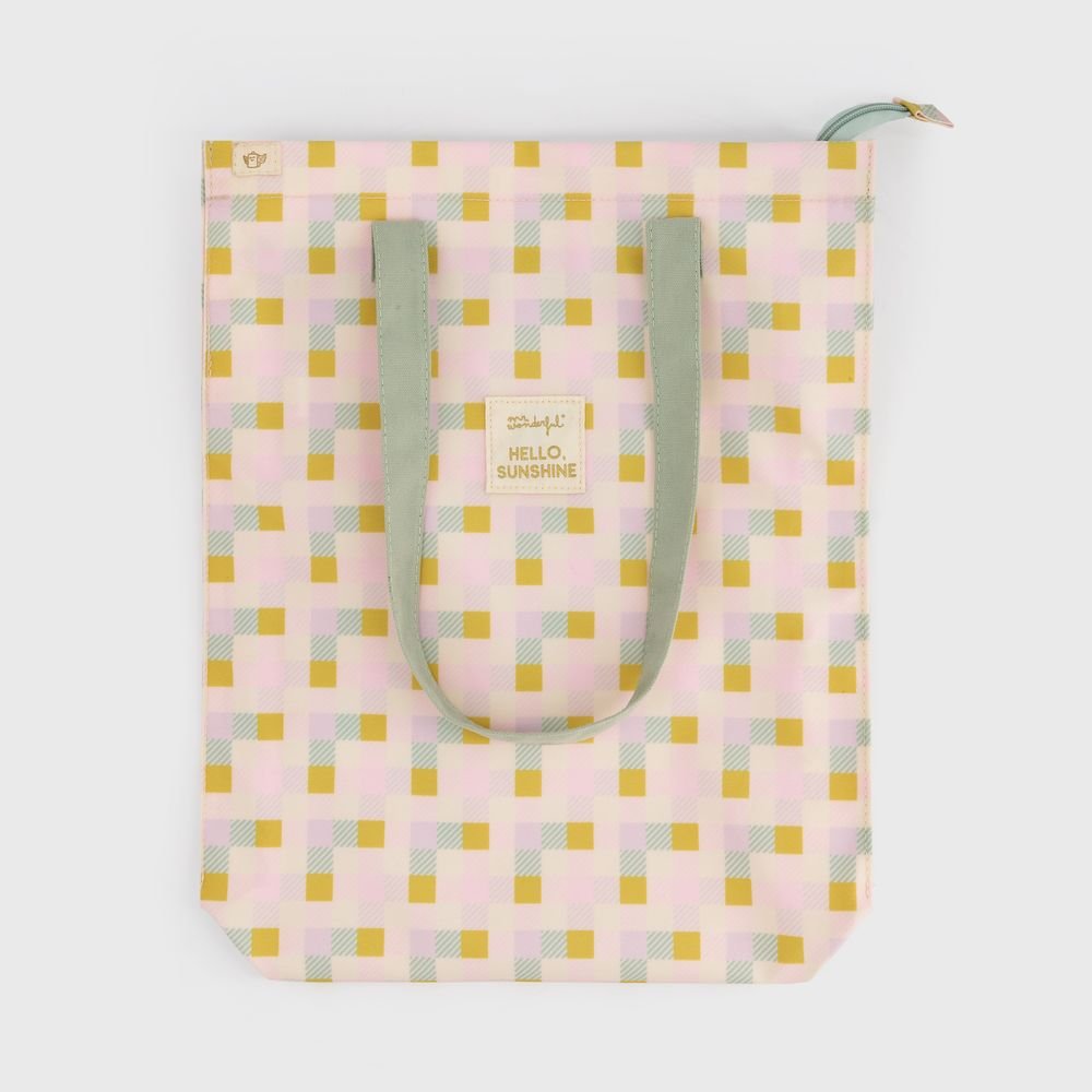 BOLSA TELA TOTE BAG CUADRADOS MULTICOLOR - HELLO, SUNSHINE! | MR WONDERFUL | 1 UNIDAD | 8445641061997 Imagen principal del producto