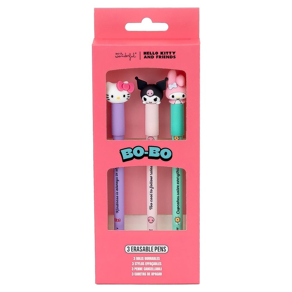 Set 3 Bolis Borrables Hello Kitty My Melody y Kuromi MR Wonderful Imagen principal del producto