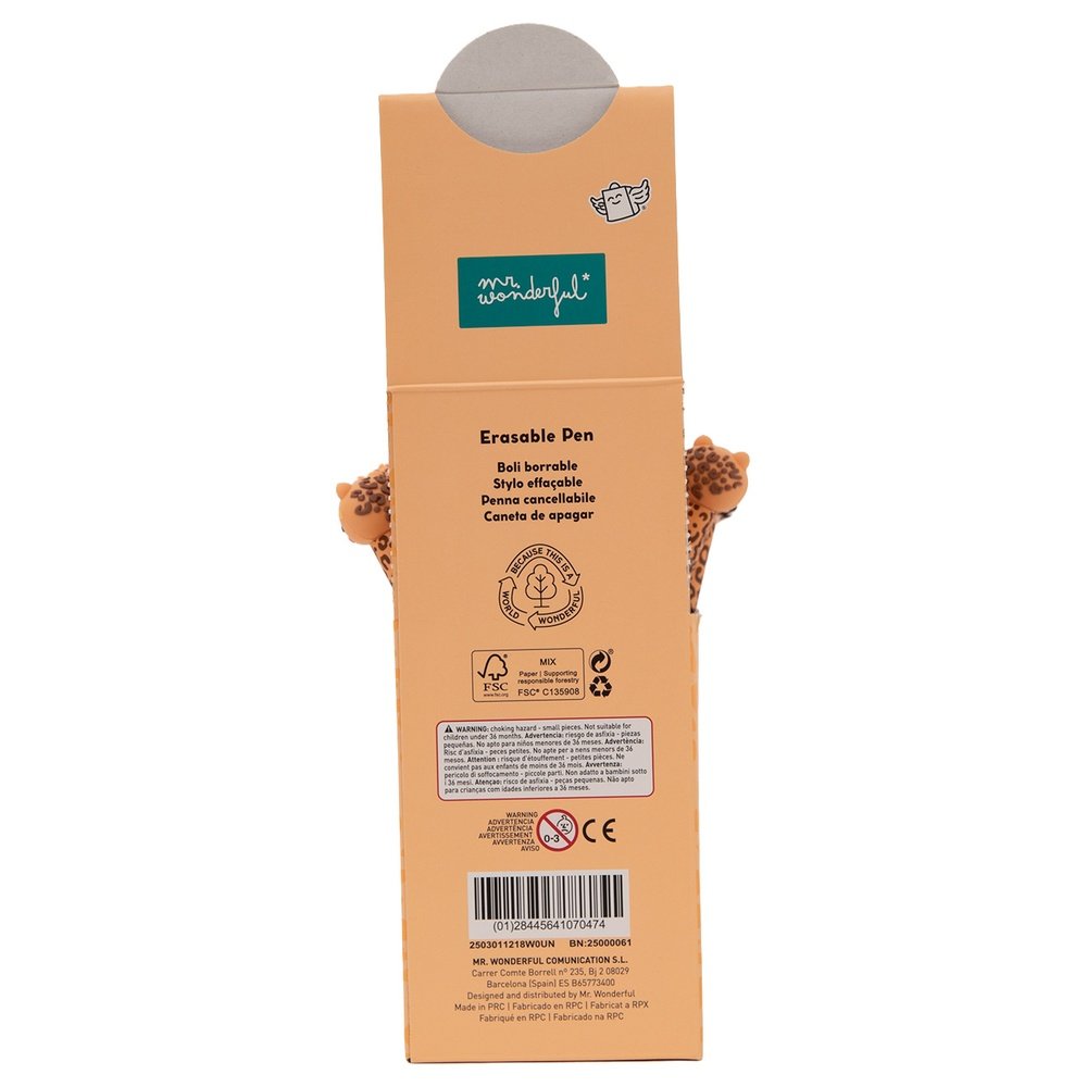 Bolígrafo borrable Bo-Bo Leopardo Mr Wonderful, pack 12 unidades