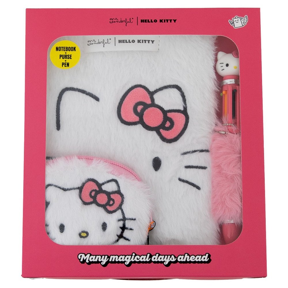Set de Libreta A5 de Peluche Monedero y Bolígrafo Hello Ki Marca MR Wonderfull Imagen principal del producto