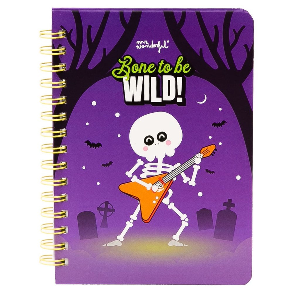 Libreta A5 Fluorescente Brilla Oscuridad Bone to Be Wild MR Wonderful Imagen principal del producto