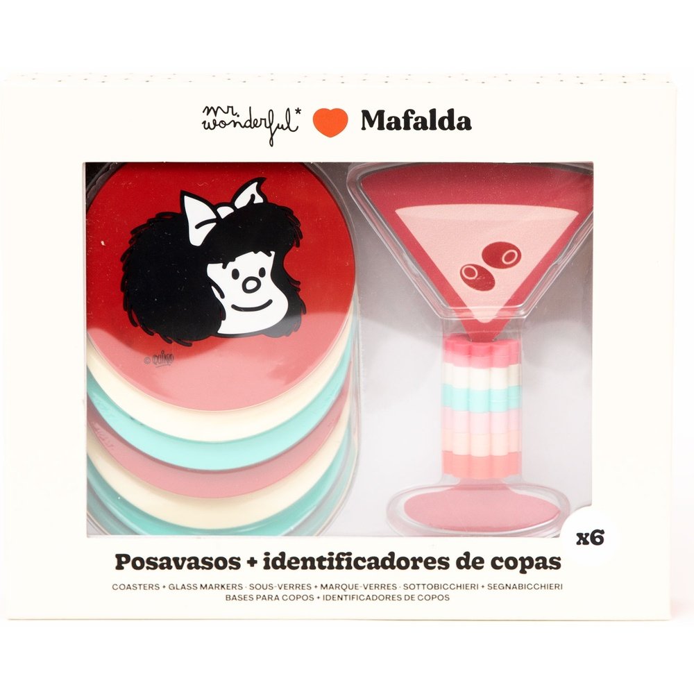 Set de 6 Posavasos y 6 Identificadores de Copas Mafalda MR Wonderful Imagen principal del producto