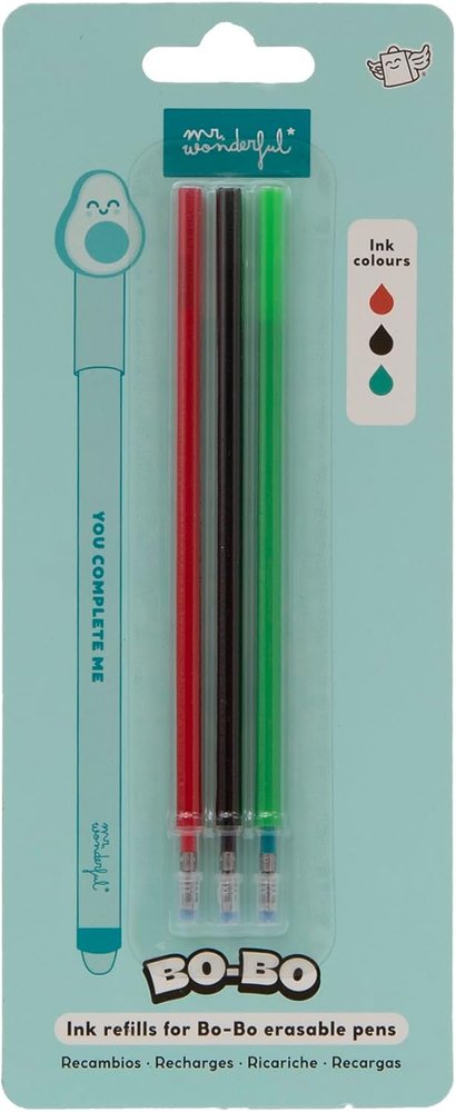 Set 3 Recambios Borrables Bo-bo Rojo Negro Verde MR WONDERFUL Imagen principal del producto