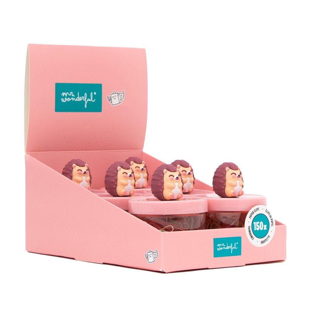 Bote de clips de papel Erizo Mr Wonderful, 6 unidades