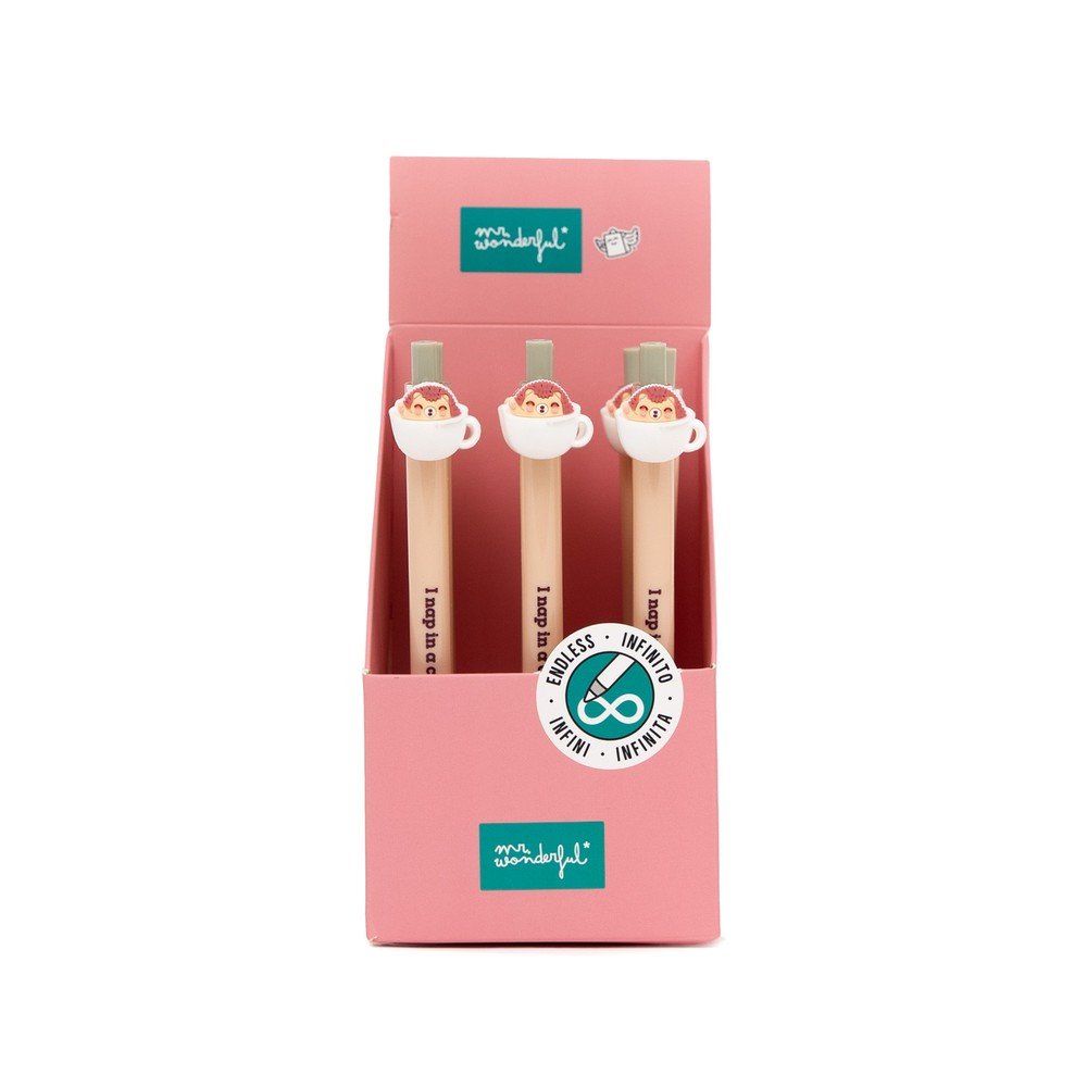 Lápiz infinito con charm erizo Mr Wonderful, pack 12 unidades