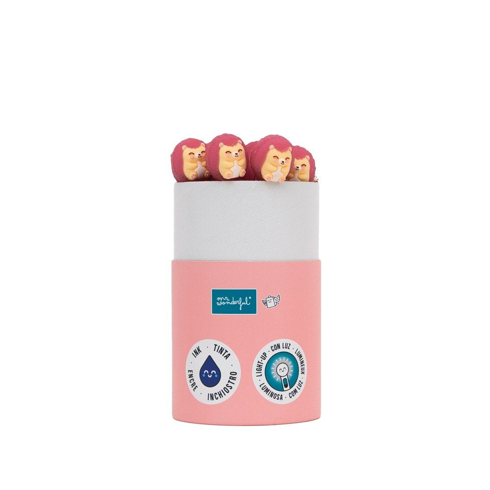 Bolígrafo con luz Erizo Tiny Hug Mr Wonderful, pack 10 ud