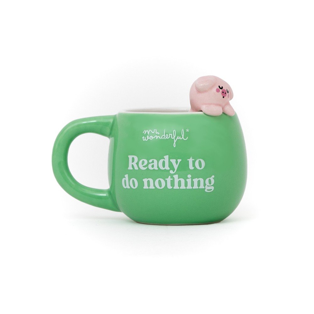 Taza 3D Lazy Cerdito Ready to Do Nothing MR Wonderful