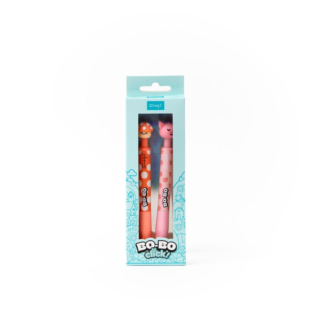 Set de 2 Bolis Borrables Bo-bo Click Seta y Cerdito MR Wonderful