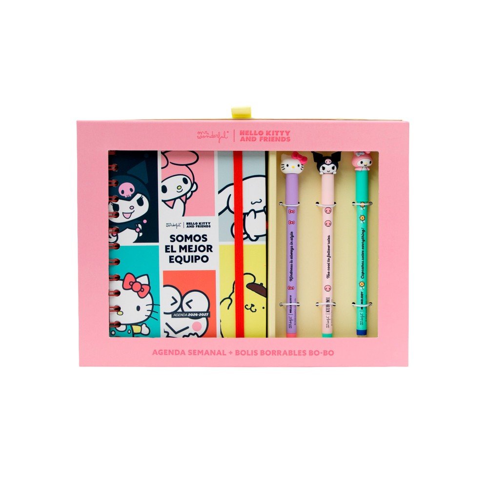 Agenda Escolar 26-27 Pequeña Hello Kitty Semanal con 3 Bolis MR Wonderful Imagen principal del producto