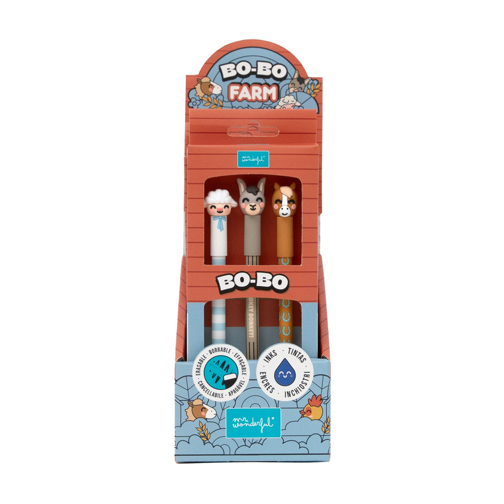 Set de 3 Bolis Borrables Bo-bo Granja Oveja Burro y Caballo MR Wonderful Imagen principal del producto