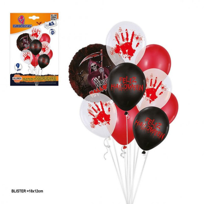 SET 9 GLOBOS 12R FOIL HALLOWEEN MANO SANGRIENTA | LA CASA DE LOS DISFRACES | 1 UNIDAD | 8447196121492 Imagen principal del producto