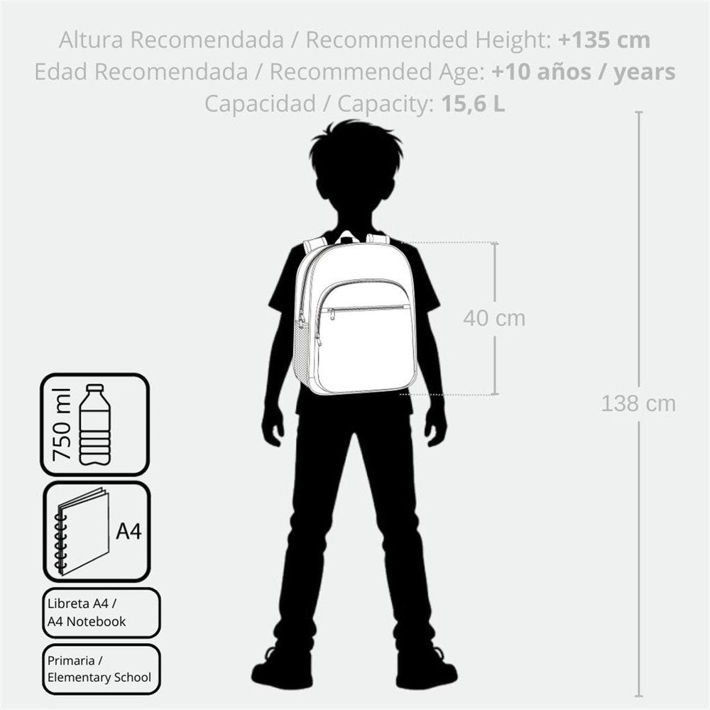 Mochila infantil Movom Monsters negro 38 cm