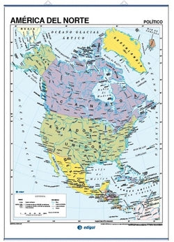 Mapa América del Norte físico político CUMIO en Galego Imagen principal del producto