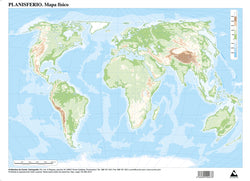 Mapas planisferio físico mudos CUMIO en pack de 50