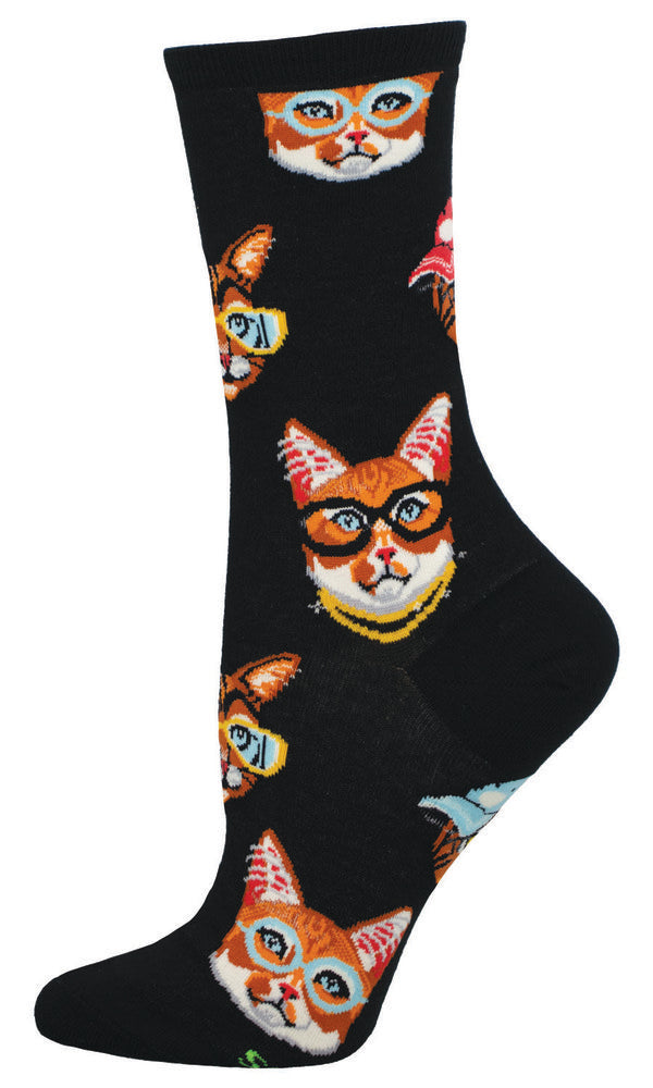 CALCETINES MUJER ALGODON GATOS GAFAS 36-41 | SOCKSMITH | 1 UNIDAD | 8482920224056 Imagen principal del producto