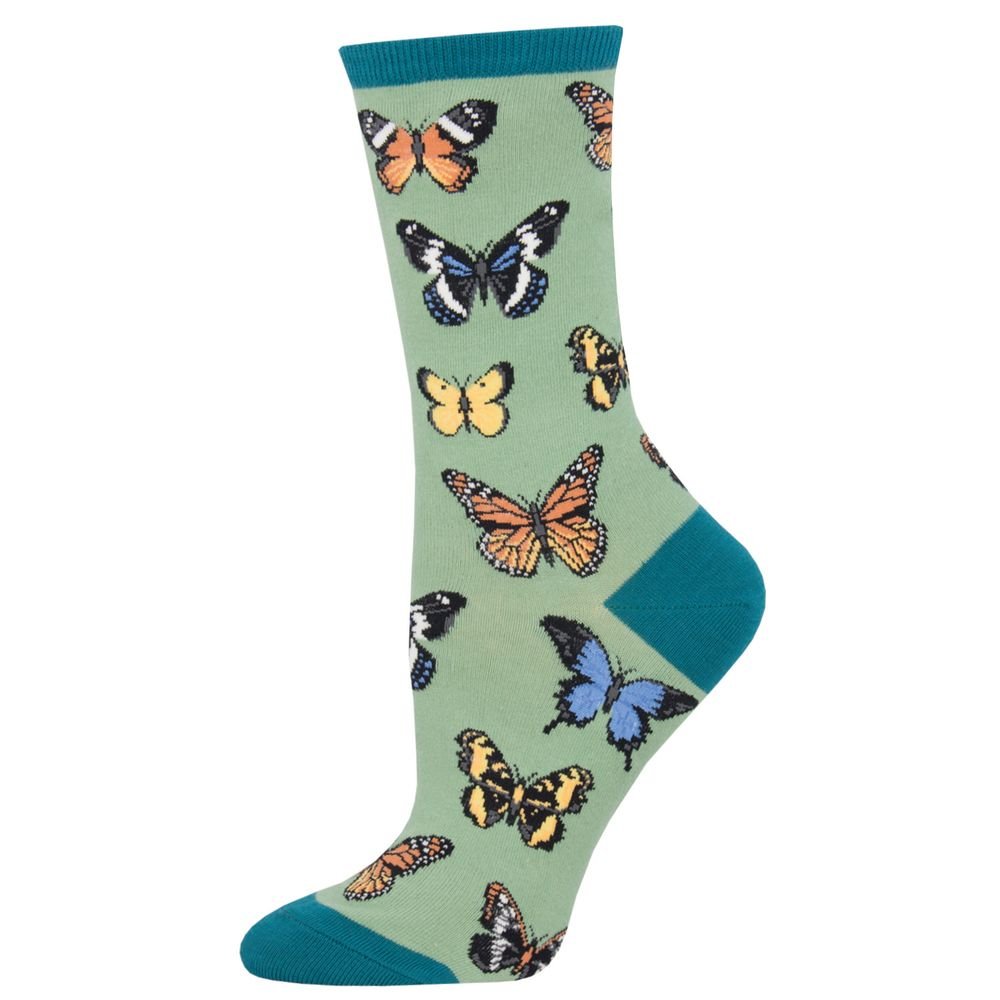 Calcetines de Algodón Media Caña Mariposas Verde 36-41 SOCKSMITH