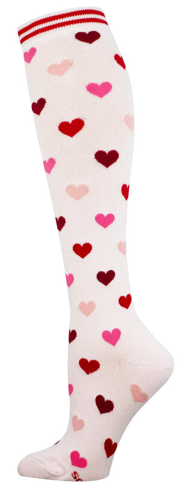 Calcetines de Algodón Caña Alta Blancos Corazones Socksmith