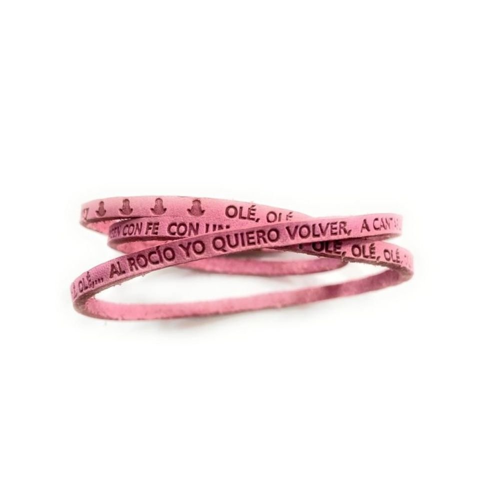 Pulsera Virgen del Rocío Cuero Rosa Marca DE Bussy