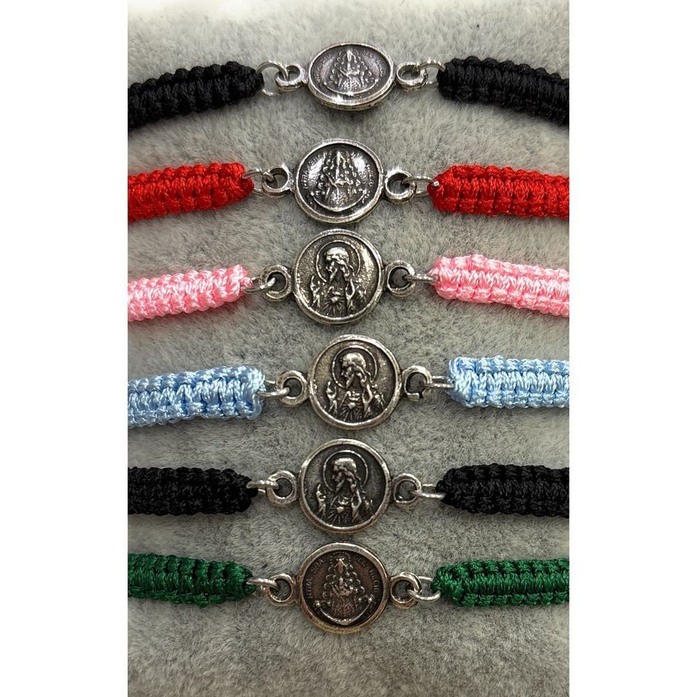 Pulsera San Benito 9mm baño plata macramé, pack 6 uds