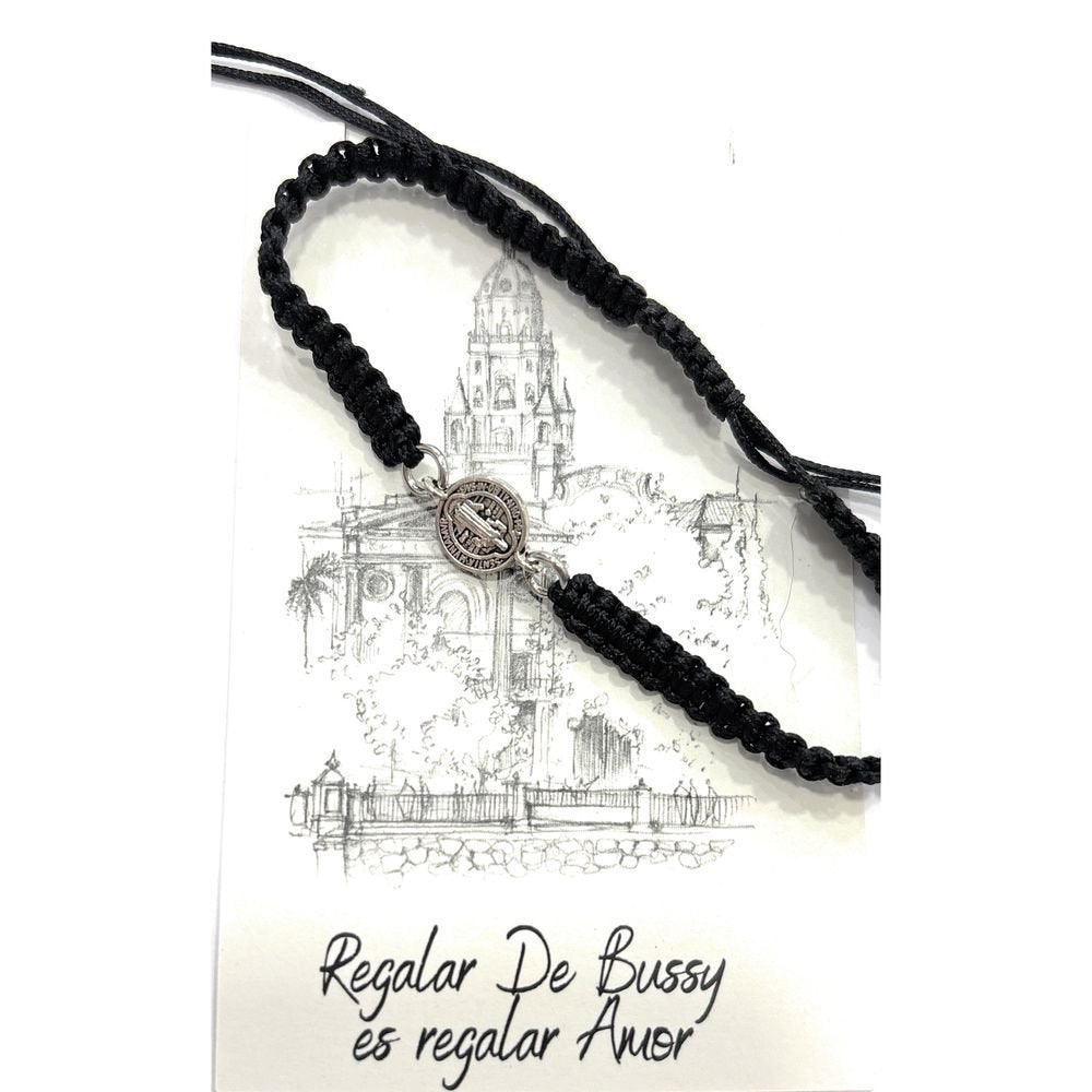 Pulsera San Benito 9mm baño plata macramé, pack 6 uds