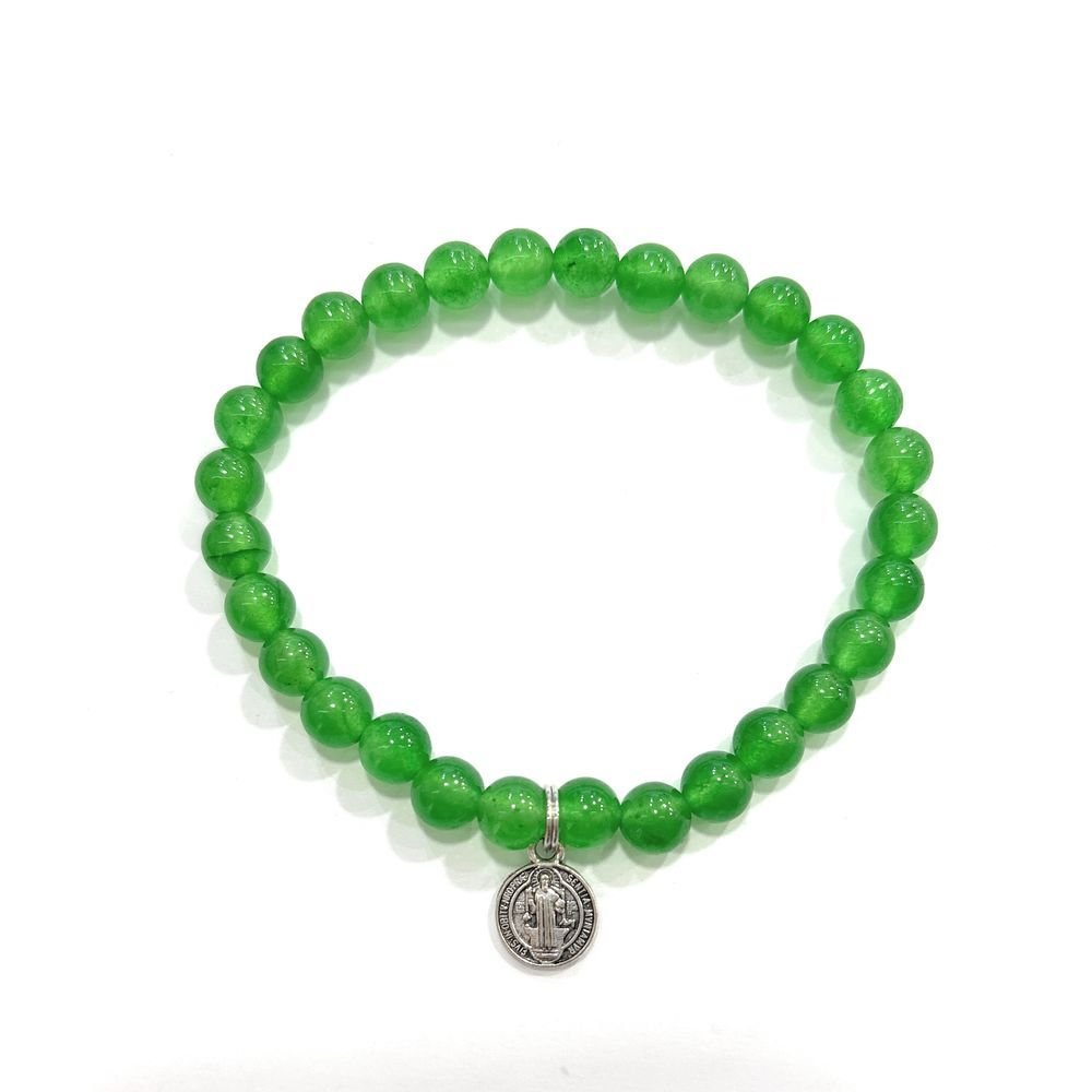 Pulsera San Benito 9mm Baño Plata Ágata de Bussy