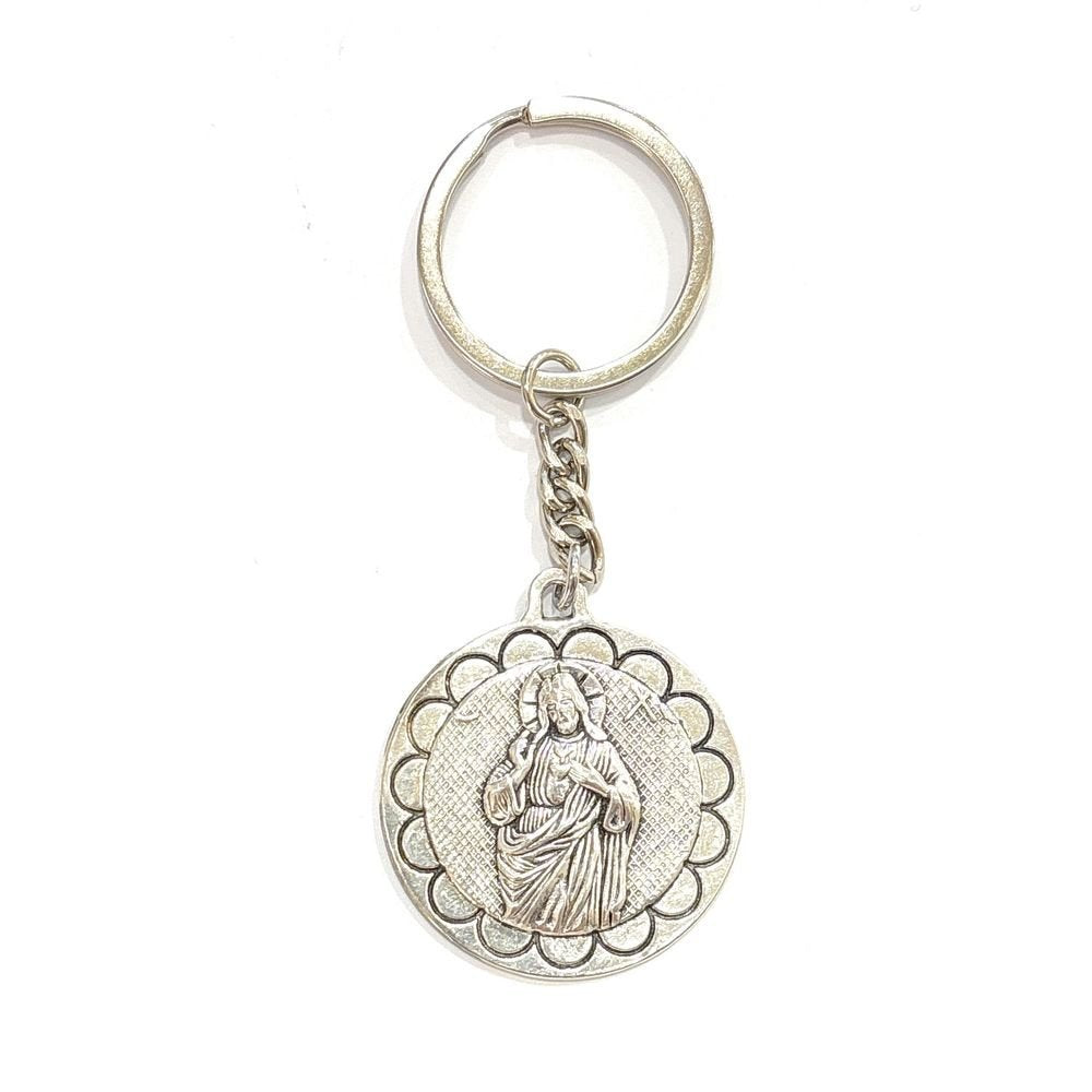 LLAVERO METAL CORAZON JESUS BAÑO DE PLATA 36MM | DE BUSSY | ENVASE 5 UDS. UNIDAD | 8488000031378 Imagen principal del producto