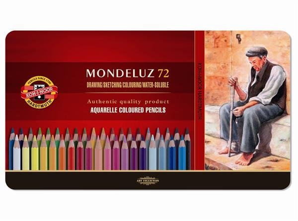Caja metálica lápices acuarelables Mondeluz 72 colores