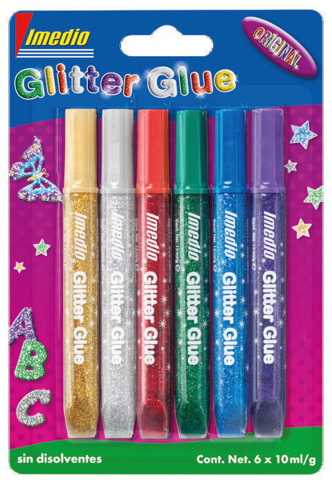 PEGAMENTO IMEDIO GLITTER GLUE 10ML ORIGINAL 6 COLORES | 1 UNIDADES | (PRODUCTOS IMEDIO, S,A,) Imagen principal del producto