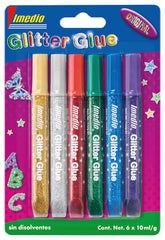 PEGAMENTO IMEDIO GLITTER GLUE 10ML ORIGINAL 6 COLORES | 1 UNIDADES | (PRODUCTOS IMEDIO, S,A,)