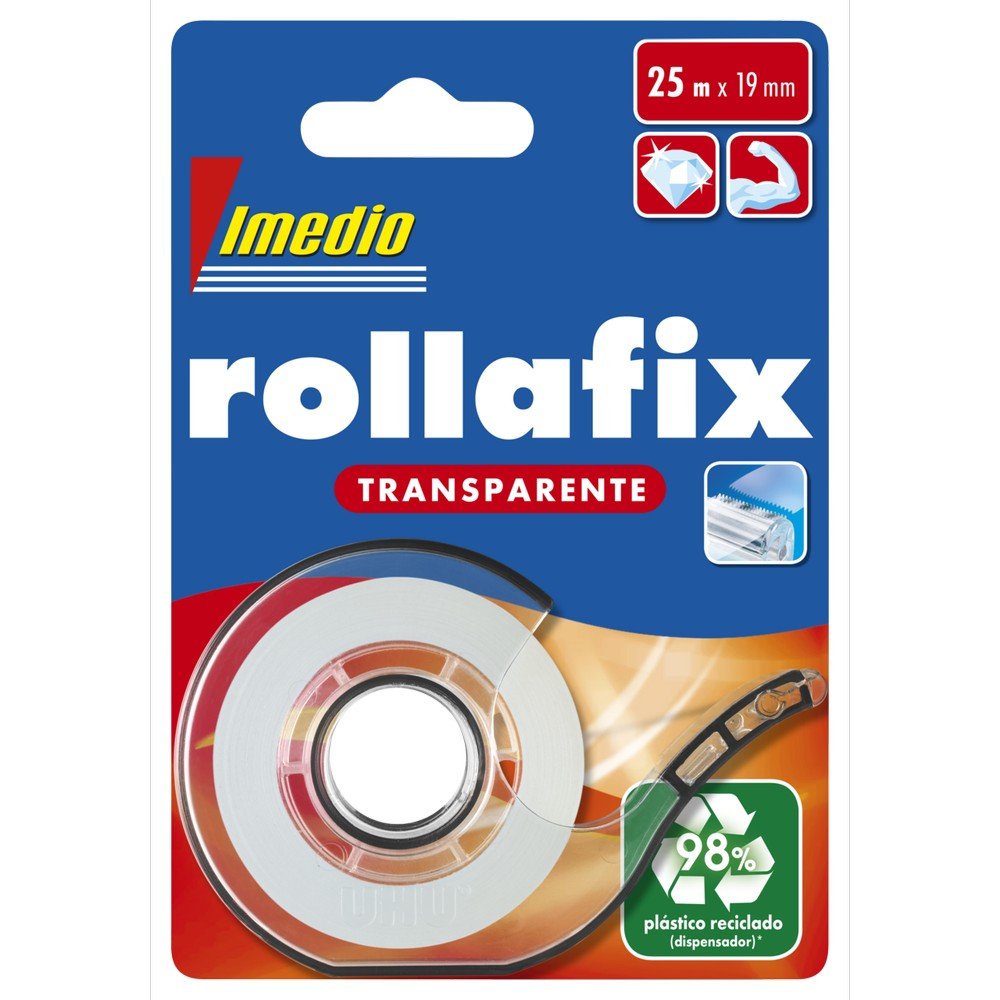 Dispensador cinta adhesiva rollafix transparente 19mmx25m