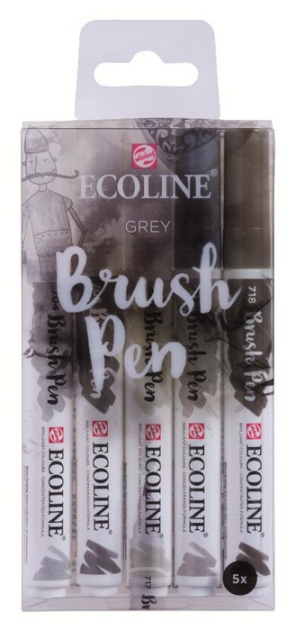 Rotulador Ecoline Brushpen Gris 5 Unidades | Talens España | Pack 1 Unidades Imagen principal del producto