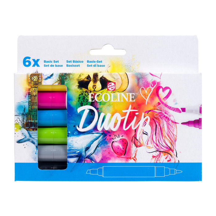 Rotulador Ecoline Duotip Estuche 6 Colores Basic | Talens España | Pack 1 Unidades