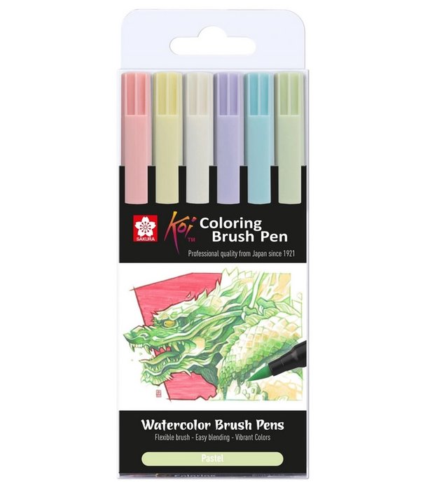 Rotulador Sakura Koi Color Brush 6 Colores Pastel | Talens España | Pack 1 Unidades Imagen principal del producto