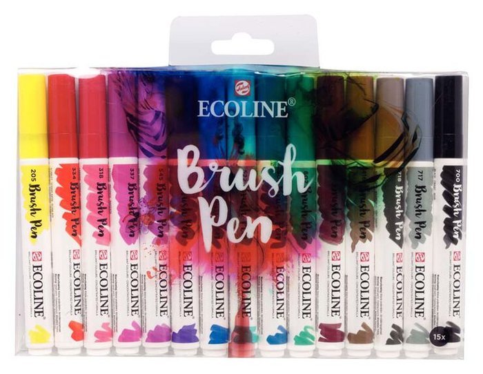 Rotulador Ecoline Brushpen Estuche 15 Colores Surtidos | Talens España | Pack 1 Unidades
