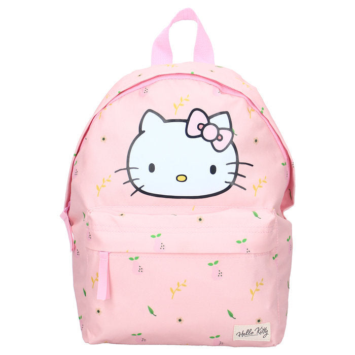 MOCHILA INFANTIL CON BOLSILLO HELLO KITTY PASTEL LEAVES | VADOBAG Imagen principal del producto
