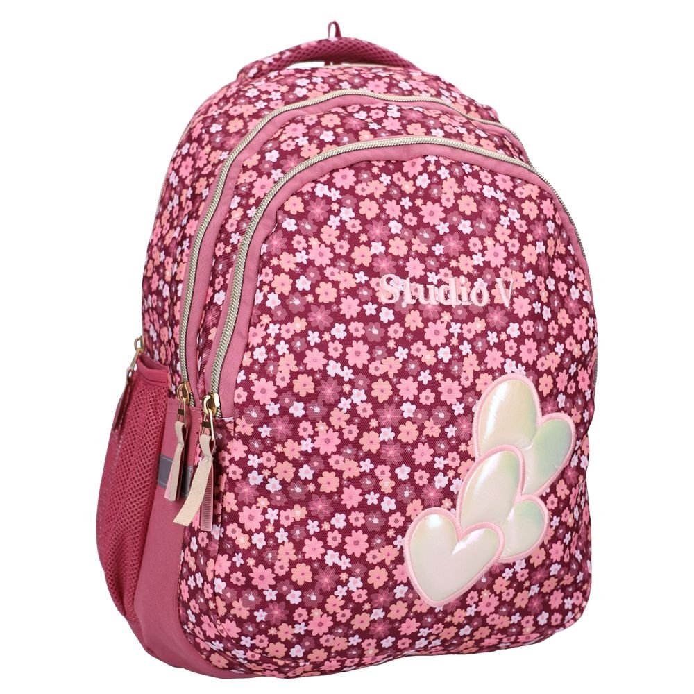 Mochila escolar 44x33 con rejilla Wildflower Rosa VADOBAG