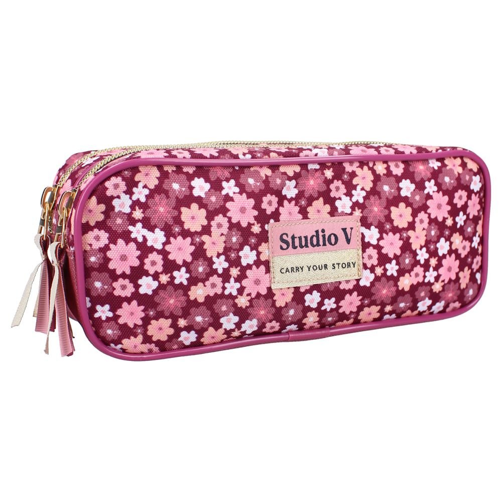 Portatodo doble cremallera Wildflower Rosa VADOBAG