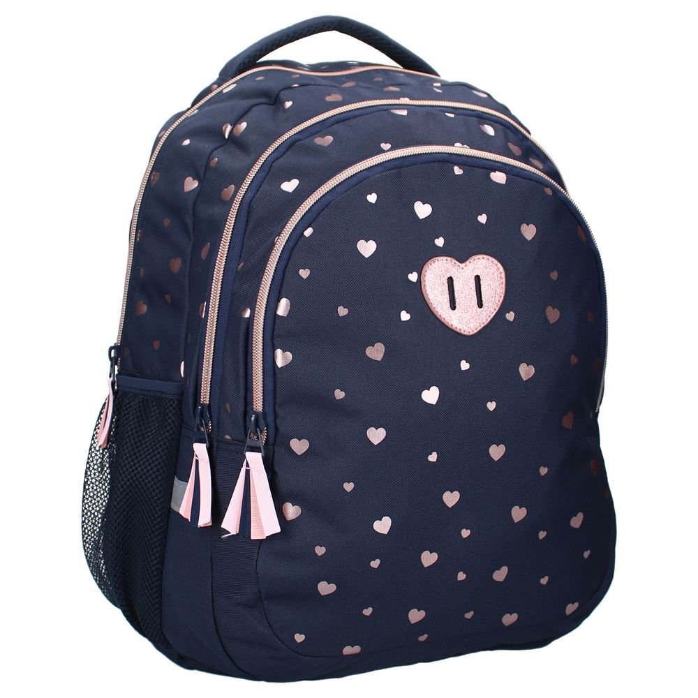 Mochila escolar doble 44x33 Gold Hearts azul VADOBAG