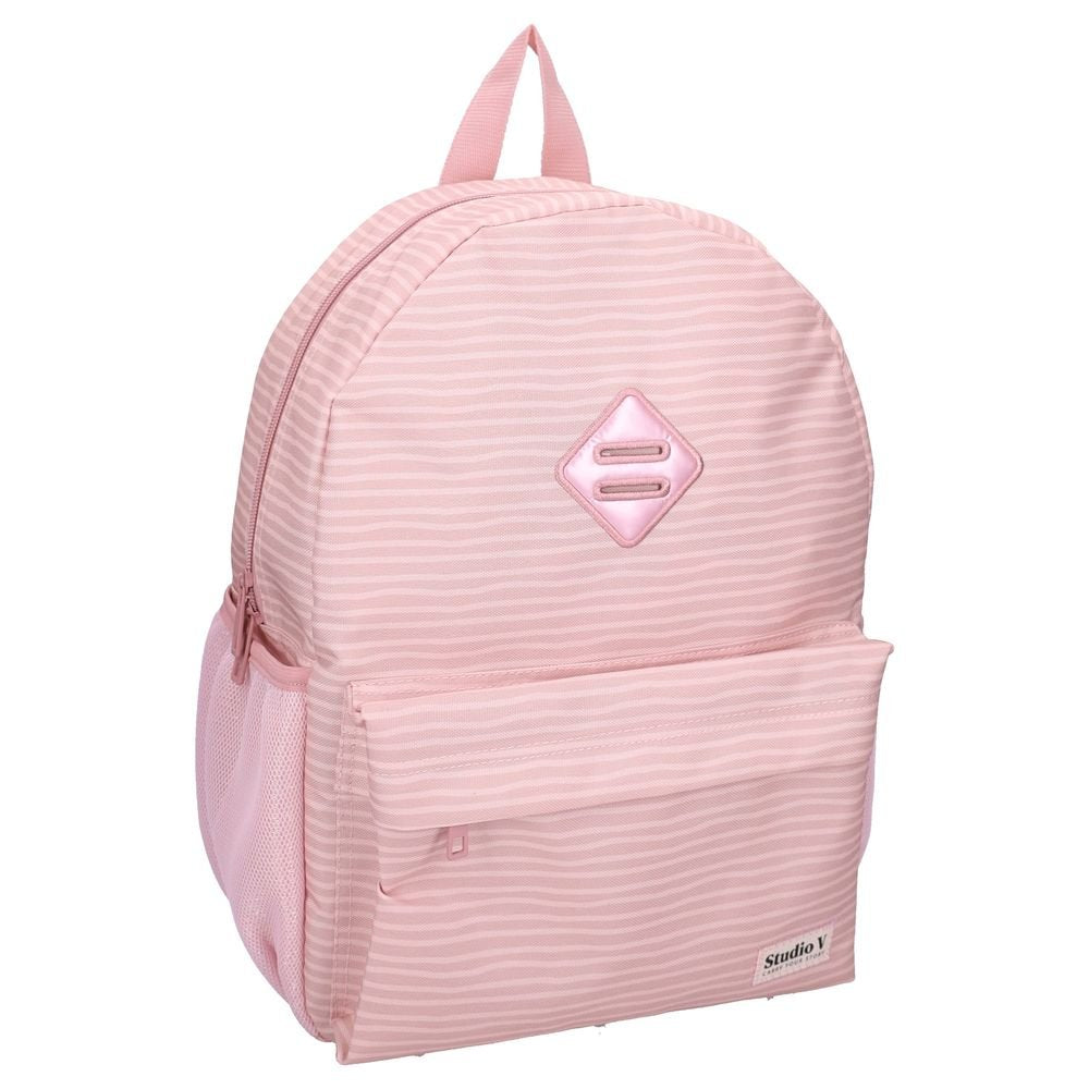Mochila escolar 39x29 cm con bolsillo Striped Up Rosa Pastel VADOBAG Imagen principal del producto