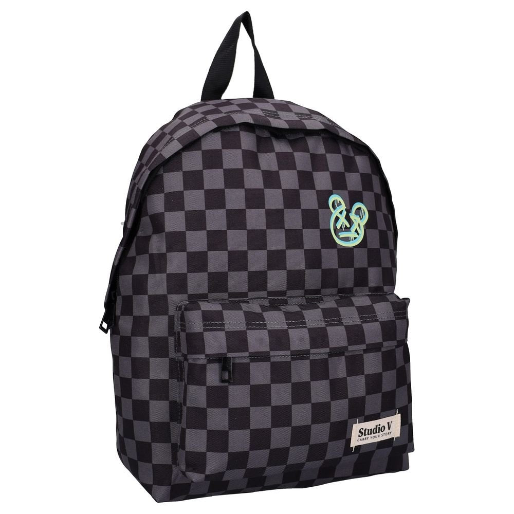 Mochila escolar 37x26 Bolsillo frontal Chess Negra VADOBAG