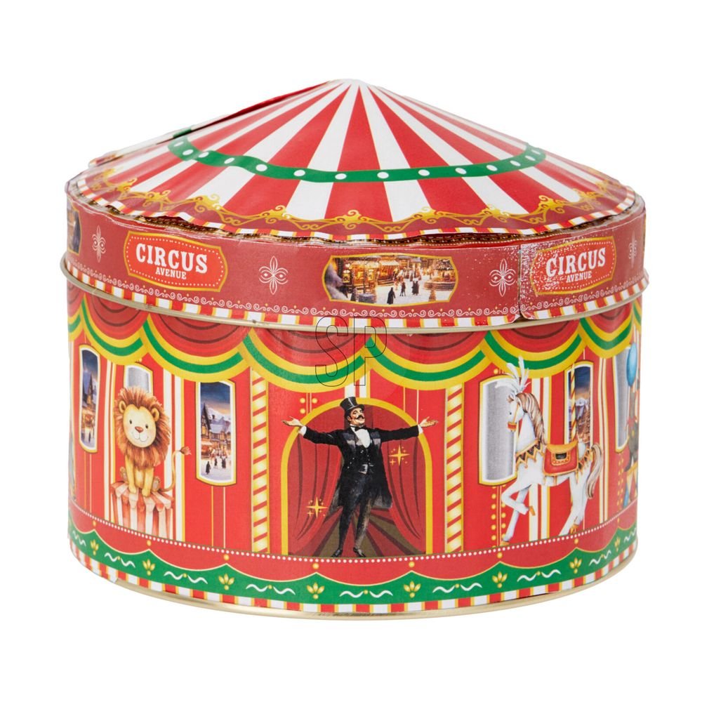 CAJA LATA CARRUSEL CON GALLETAS ESTILO MACARON 150G | KOOPMAN CHRISTMAS | ENVASE 6 UDS. UNIDAD | 8713305726354 Imagen principal del producto