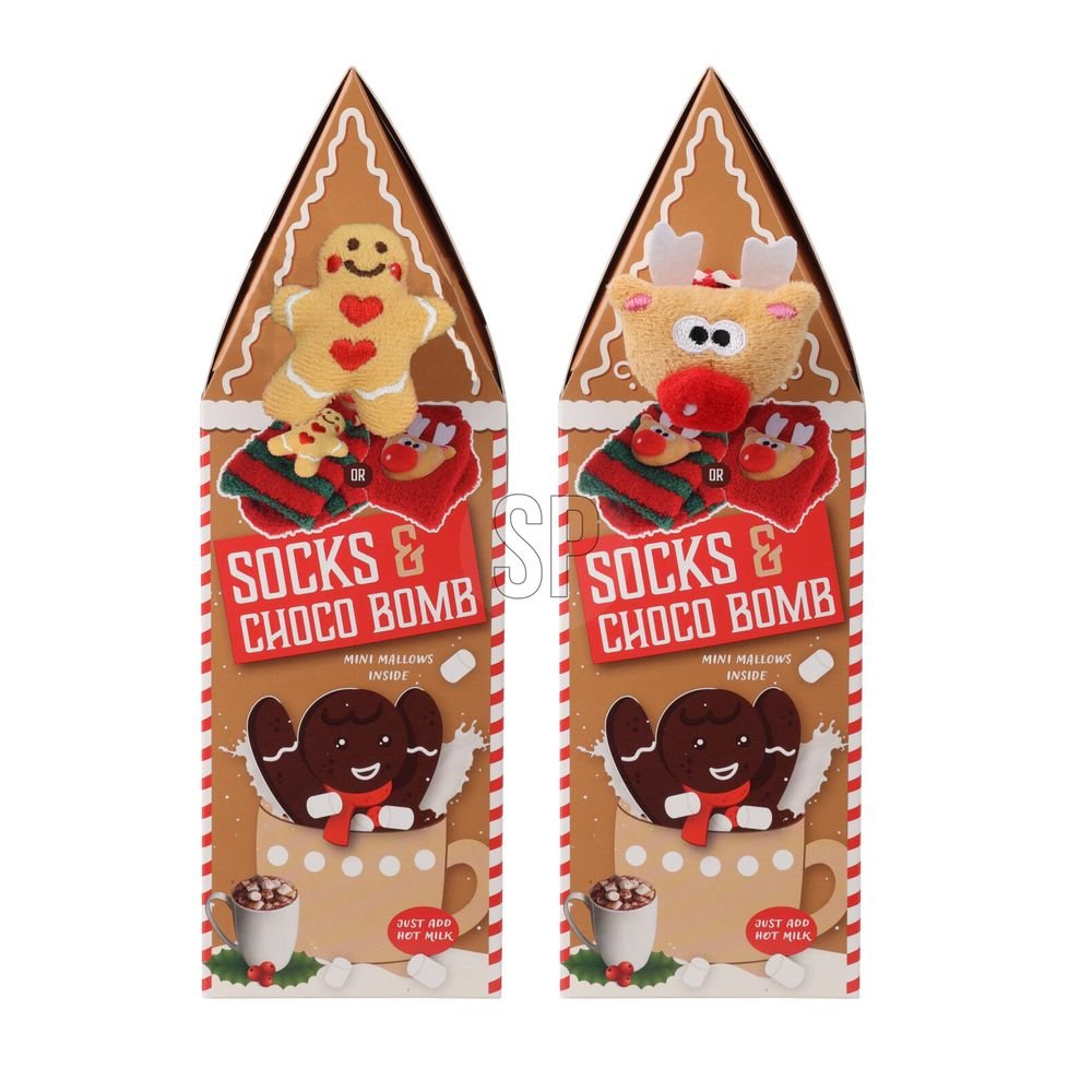 SET CASITA CON CALCETINES NAVIDAD Y BOMBA DE CHOCOLATE | KOOPMAN CHRISTMAS | 1 UNIDAD | 8713305820540 Imagen principal del producto