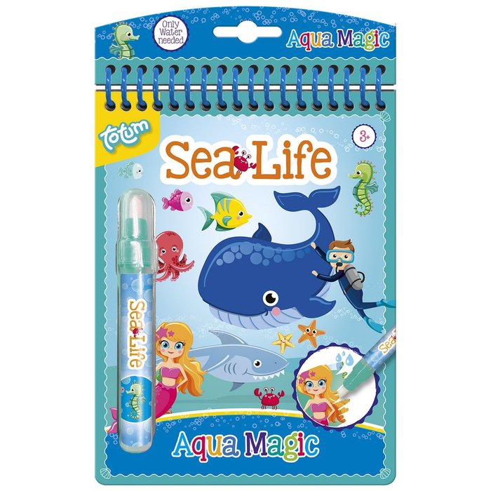 Libro colorear con agua reutilizable Aqua Magic Sealife TOTUM