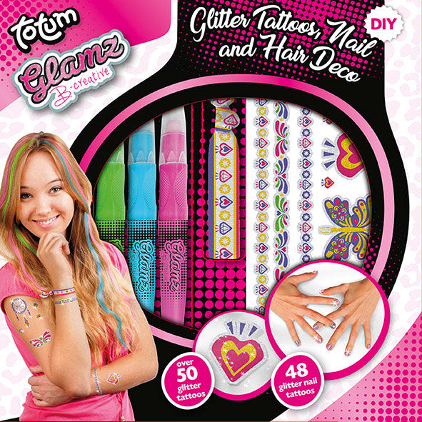 Set de Tatuajes Decoración de Uñas y Pinta Tu Pelo TOTUM