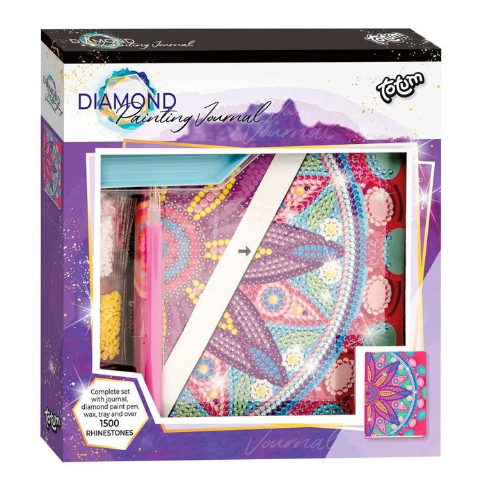CUADERNO DE PINTURA DIAMANTES MANDALA DE FLORES ROSA MEDIA | TOTUM | 1 UNIDAD | 8714274079700