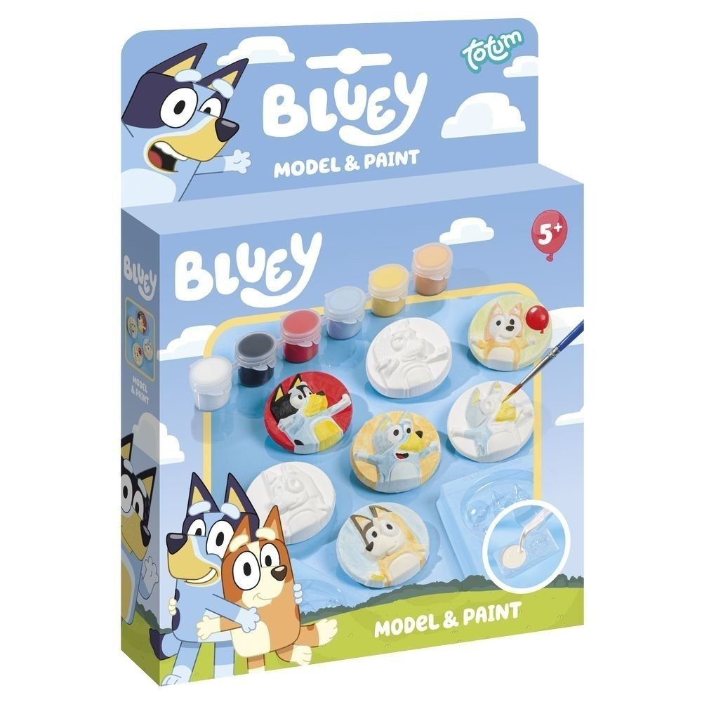 Set Pintar 6 Figuras Yeso Bluey Marca Totum